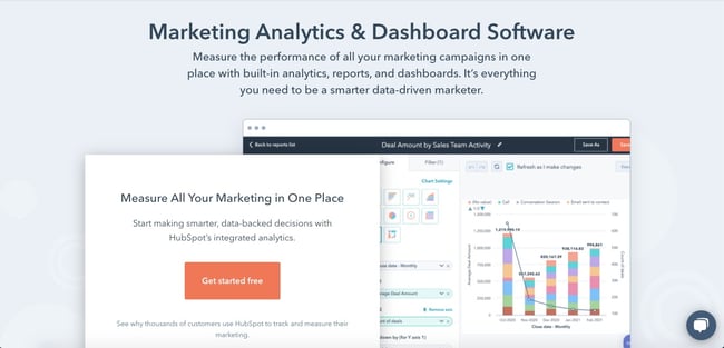 langing page of HubSpot Marketing Analytics and Dashboard Software 